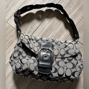 Coach Black and Gray Signature Shoulder Bag